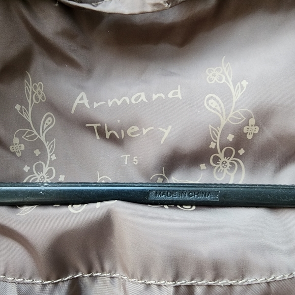 ARMAND THIERY utility raincoat jacket long TAN Size 14/16 - Picture 16 of 16